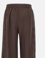 Pantaloni in lino con dettagli in pizzo W01210781 CHOCOLATE MAURIZIO MYKONOS 