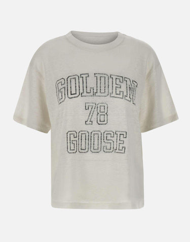 T-shirt  "Boxy" in lino GWP01874 P00189111421 GOLDEN GOOSE 