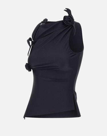 Top asimmetrico con fiore COPT76545 BLK COPERNI 