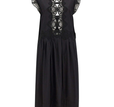 Abito lungo con pizzo floreale W06040581 BLACK MAURIZIO MYKONOS 