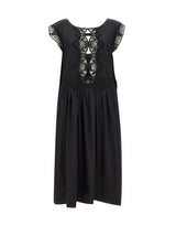 Abito lungo con pizzo floreale W06040581 BLACK MAURIZIO MYKONOS 