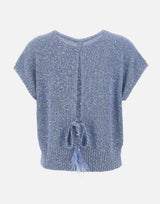 Maglia smanicata con paillettes e piume 173020 697 KANGRA 