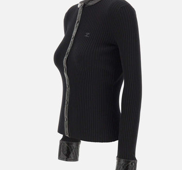 "Vinil and Knit Cardigan" 326MGI056FI0001 BLACK COURREGES 