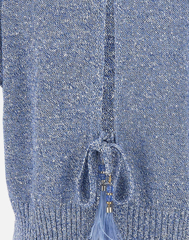 Maglia smanicata con paillettes e piume 173020 697 KANGRA 