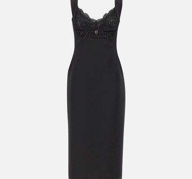 Abito midi con inserti in pizzo RS16470A BLACK NISSA 