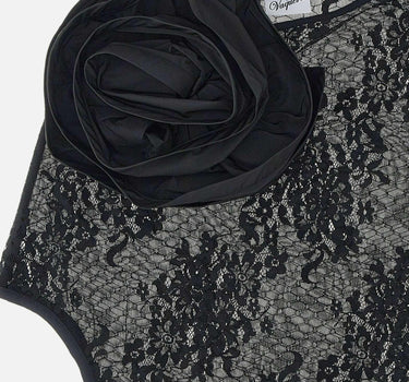 Top in pizzo con fiore VAQ11T040 BLACK VAQUERA 
