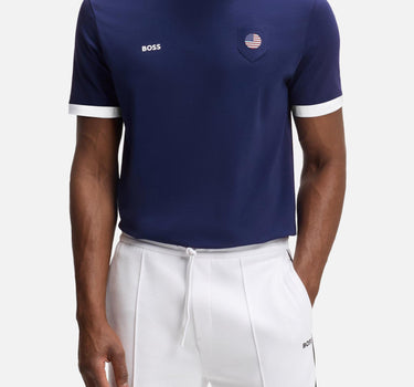 T-shirt in cotone elasticizzato con bandiera 50562134 421 BOSS 