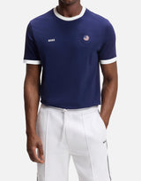T-shirt in cotone elasticizzato con bandiera 50562134 421 BOSS 