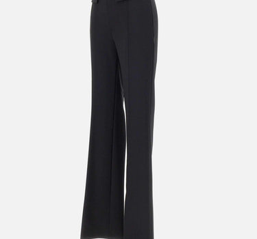Pantaloni in doppio crêpe stretch con logo ricamato PA17161E2 110 ELISABETTA FRANCHI 