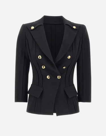 Giacca in doppio crêpe stretch con motivi a taglio vivo GI21861E2 110 ELISABETTA FRANCHI 