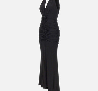 Abito lungo in jersey lucido con rosa 4A467A N0990 BLUMARINE 