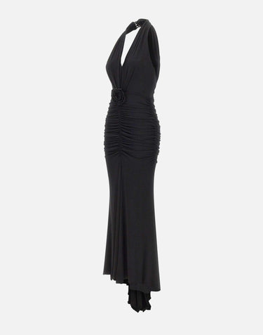 Abito lungo in jersey lucido con rosa 4A467A N0990 BLUMARINE 