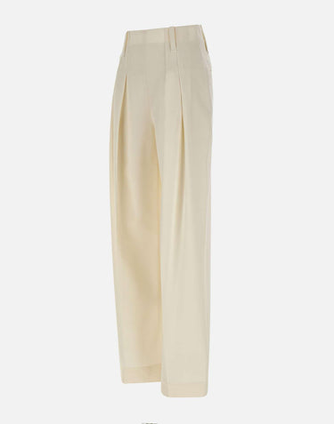 "High Waisted Cinched Trouser" 1325WTR006479A IVORY VICTORIA BECKHAM 