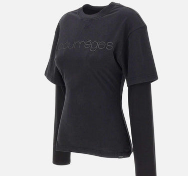 Maglia "Logo Print Double Sleeves" 326JTS275JS0305 STONEWASHEDGRYBLK COURREGES 