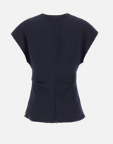 Top in crêpe con volant TOP1358 NAVY NISSA 