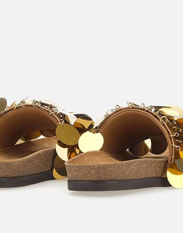 Sandali in pelle e dischi oro 24SHH0094EMB015 M773 RABANNE 