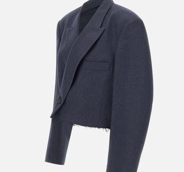 Giacca corta con orlo sfrangiato S52BN0154 M35466524M MM6 MAISON MARGIELA 