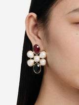 "Pearl Crystal Cluster Earrings" 642EGD GOLD SELF-PORTRAIT 