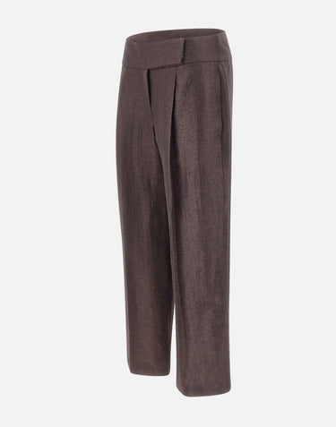 Pantaloni in misto lino laminati 50560270 207 BOSS 
