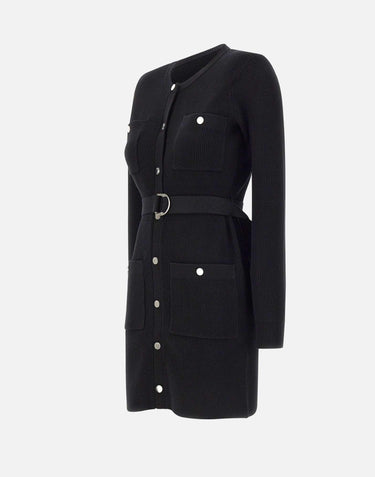 Abito in maglia con spalline imbottite MF5371MS99E 22222 LIU-JO 