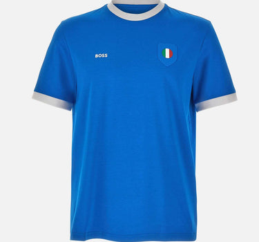 T-shirt in cotone elasticizzato con bandiera 50562134 430 BOSS 