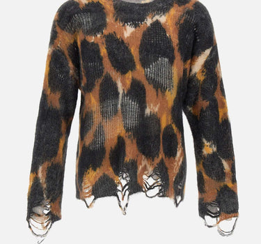 Maxi maglione leopardato con strappi F5LAMAJP065 570 LANEUS 