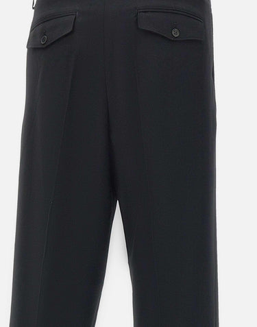 Pantaloni "Wide Pleated Trouser" in lana 41671 BLACK SUNFLOWER 