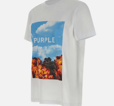 T-shirt  "Brilliant" in cotone P109CWAB225 WHITE PURPLE BRAND 