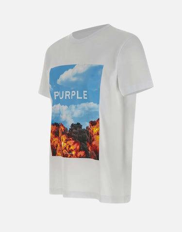T-shirt  "Brilliant" in cotone P109CWAB225 WHITE PURPLE BRAND 