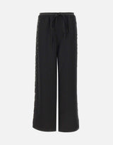 Pantaloni in raso con ricamo gioiello KZ006 BLACK JACQUES WEI 