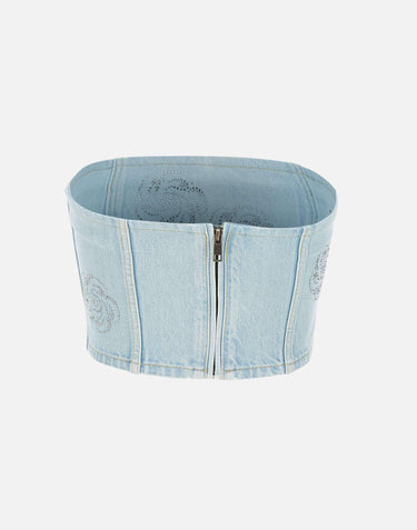 "Denim cropped stud top" 114062 1468 ROTATE BIRGER CHRISTENSEN 