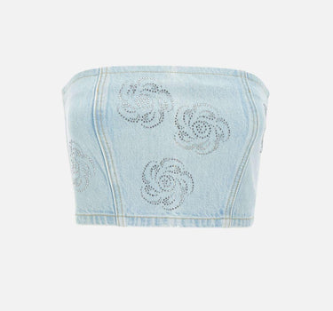 "Denim cropped stud top" 114062 1468 ROTATE BIRGER CHRISTENSEN 