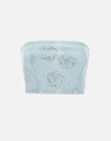 "Denim cropped stud top" 114062 1468 ROTATE BIRGER CHRISTENSEN 