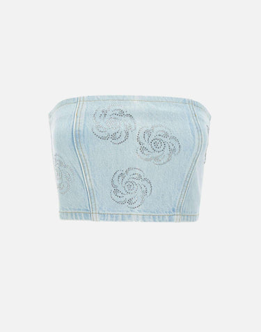 "Denim cropped stud top" 114062 1468 ROTATE BIRGER CHRISTENSEN 