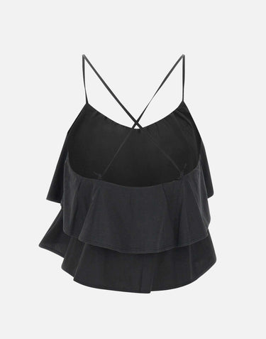 "Tank top volant mixed fabric" T35218 11 SUN68 