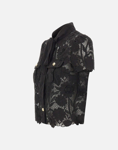 Camcia in pizzo con fiocco 111TB BLACK SELF-PORTRAIT 