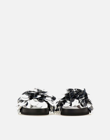 "Sequin-embellished slides" 22AHH0094EMB009 P040 RABANNE 