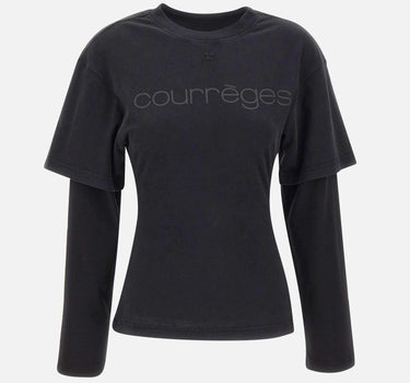 Maglia "Logo Print Double Sleeves" 326JTS275JS0305 STONEWASHEDGRYBLK COURREGES 