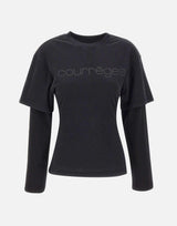 Maglia "Logo Print Double Sleeves" 326JTS275JS0305 STONEWASHEDGRYBLK COURREGES 