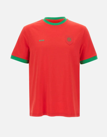 T-shirt in cotone elasticizzato con bandiera 50562134 647 BOSS 