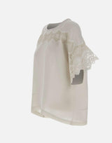 Blusa in lino ricamata W08460781 OFFWHITE MAURIZIO MYKONOS 