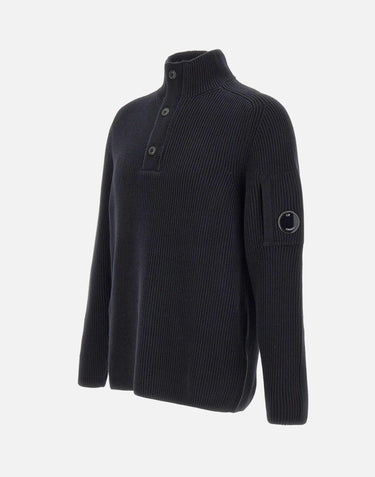 "Polo collar full rib sweater" 19CMKN016A 006608A999 C.P. COMPANY 