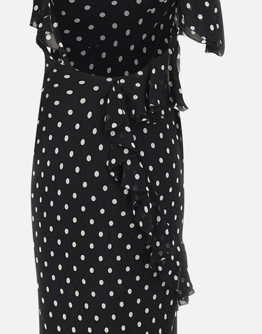 Abito lungo in georgette a pois 176XB BLACK SELF-PORTRAIT 