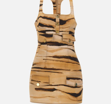 Mini abito in drill con stampa tigre AB95962E2 470 ELISABETTA FRANCHI 