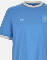 T-shirt in cotone elasticizzato con bandiera 50562134 454 BOSS 