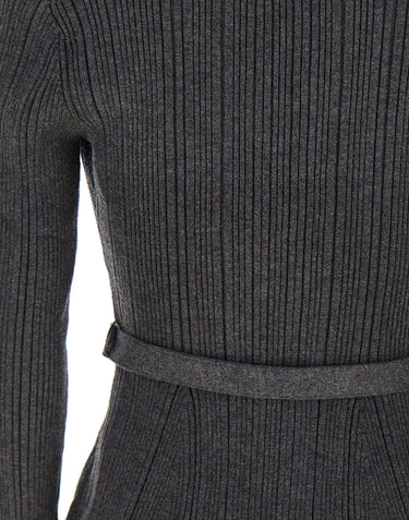 Cardigan a costine con cintura 131TGR GREY SELF-PORTRAIT 