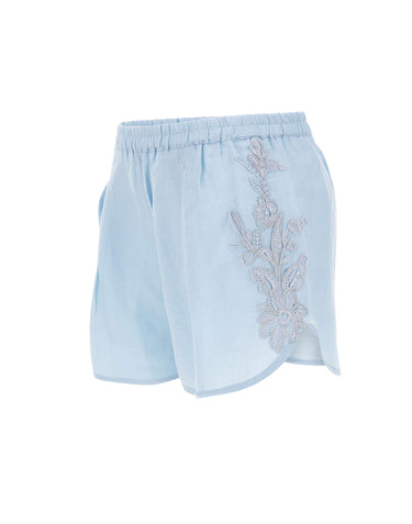 Shorts in lino con ricami W01200781 SKYBLUE MAURIZIO MYKONOS 