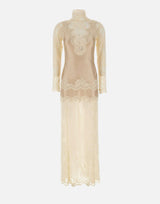 Abito lungo in pizzo a colto alto 25PJR0043PA0170 P105 RABANNE 
