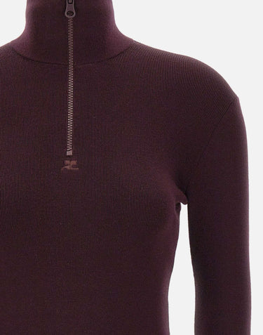 Pullover "Zipped Mockneck" 325MPU247FI0071 BURGUNDY COURREGES 