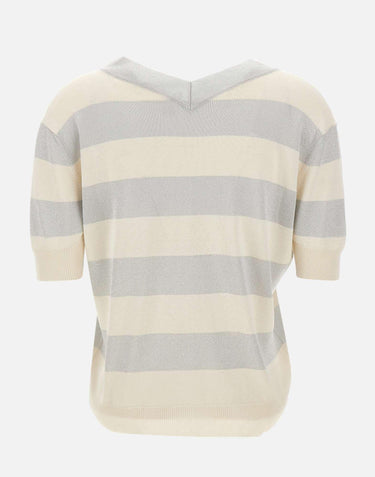 Maglia a righe con scollo a V 57220 23702005 GRAN SASSO 
